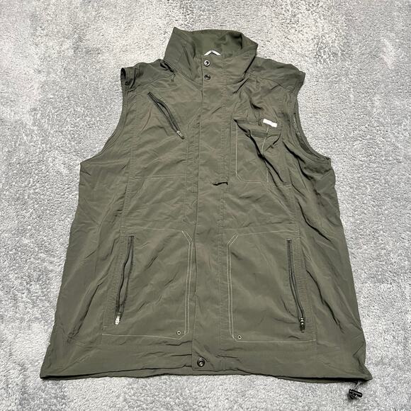 Columbia Vest Women's XL Green Sleeveless Full Zip Pockets Nylon Fishing Outdoor - Picture 1 of 9